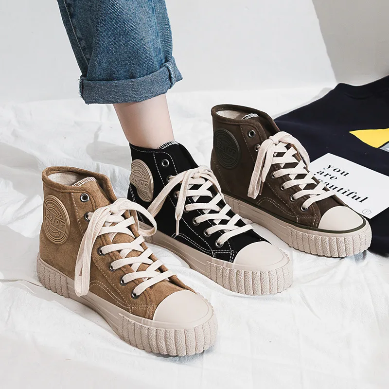 Женские зимние кроссовки теплая Вулканизированная обувь женская плюшевая