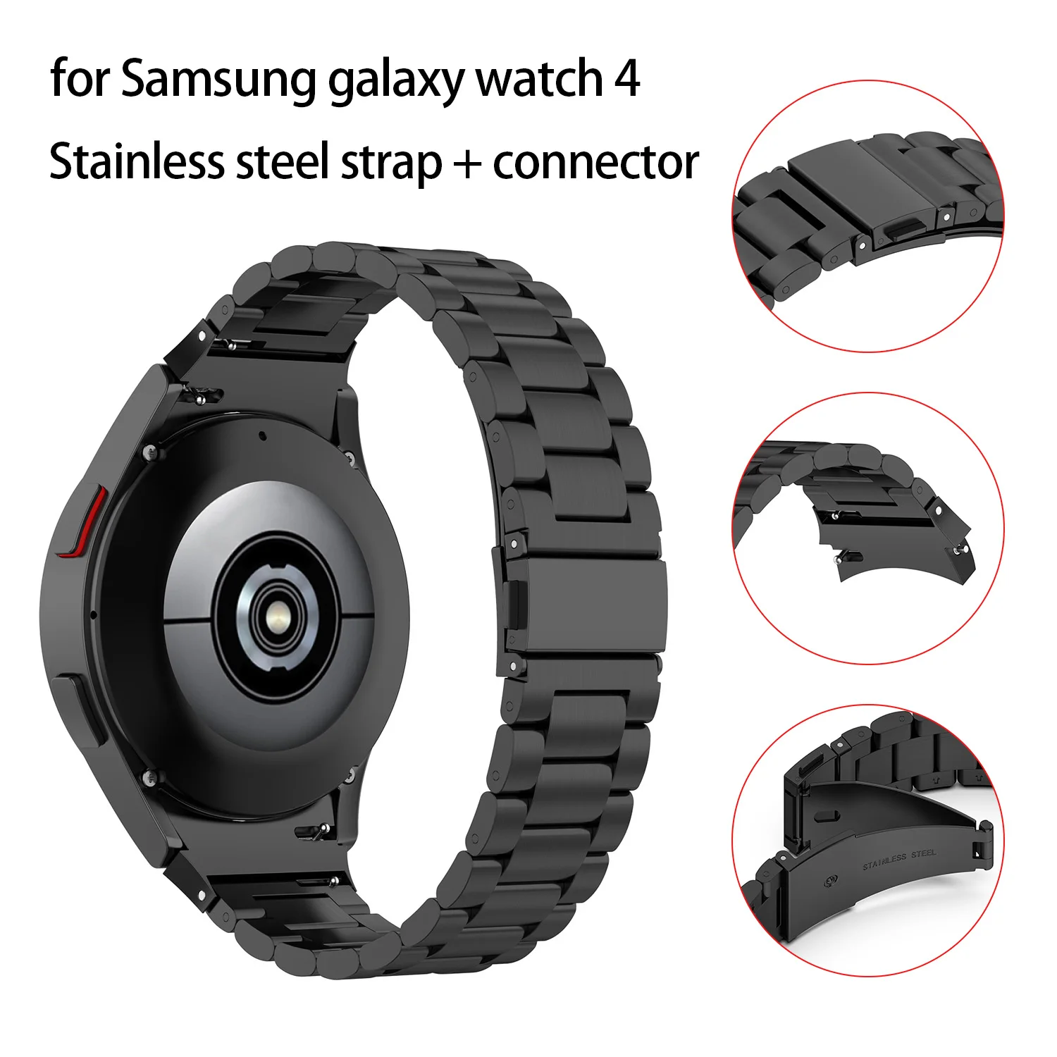 No Gaps Stainless Steel Strap For Samsung Galaxy Watch 4 Classic 46mm 42mm/Watch4 44mm 40mm Wrist Band Curved end Metal Bracelet
