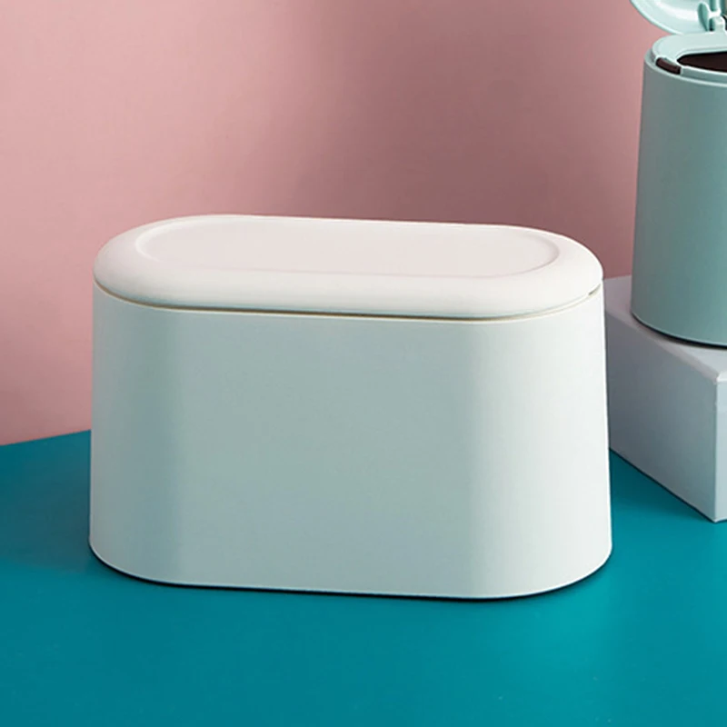 

Mini Table Garbage Waste Bins Desktop Garbage Basket Home Table Automatic Pop-up Lid Trash Can Dustbins Sundries Barrel Box