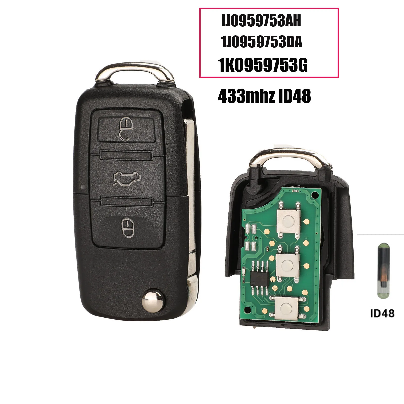 Jingyuqin флип-ключ для VW Volkswagen Golf Passat Polo Jetta Touran Bora Sharan ASK 5FA009263-10 1K0959753G 433 МГц ID48