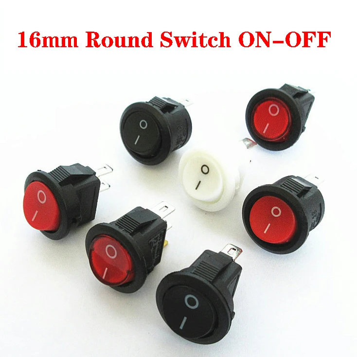Маленькие круглые Клавишные переключатели 20 шт. диаметром 16 мм черный мини