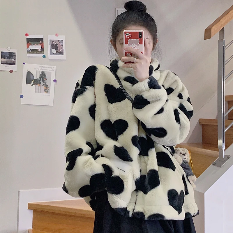 

Lamb wool coat for men and women lovers love lamb wool cotton coat winter new trend loose coat warm coat