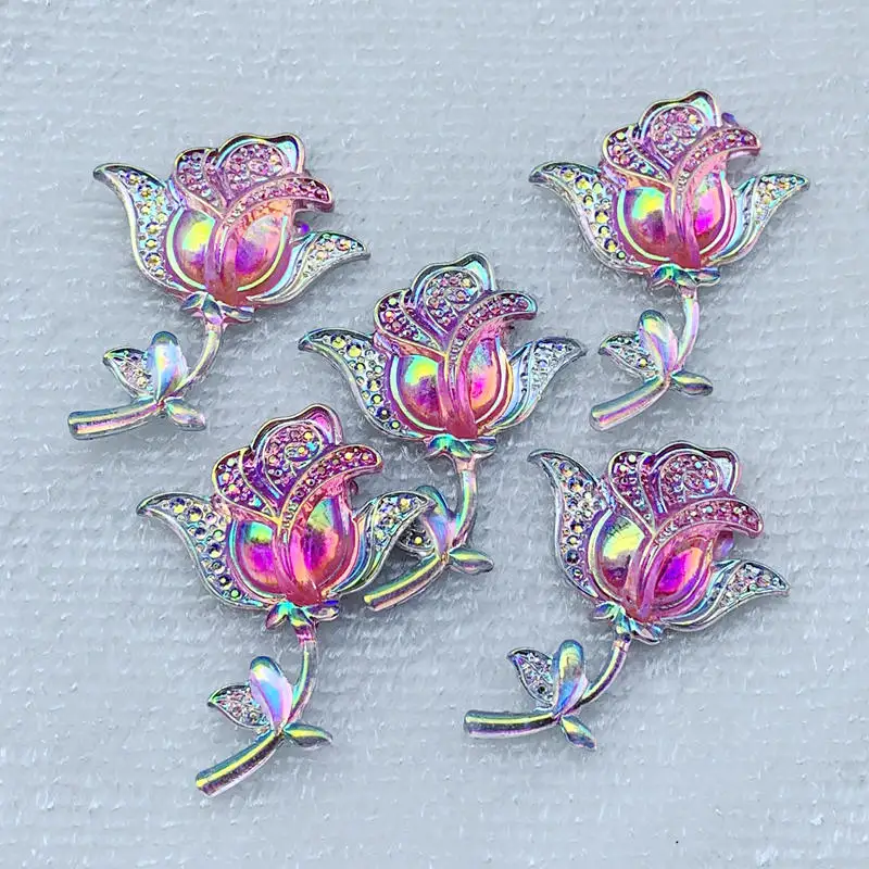 8pcs 34*45mm Flat Back Resins Cabochon Scrapbook 3D Resin Rose Flower Embellishment DIY -B744.17 | Дом и сад