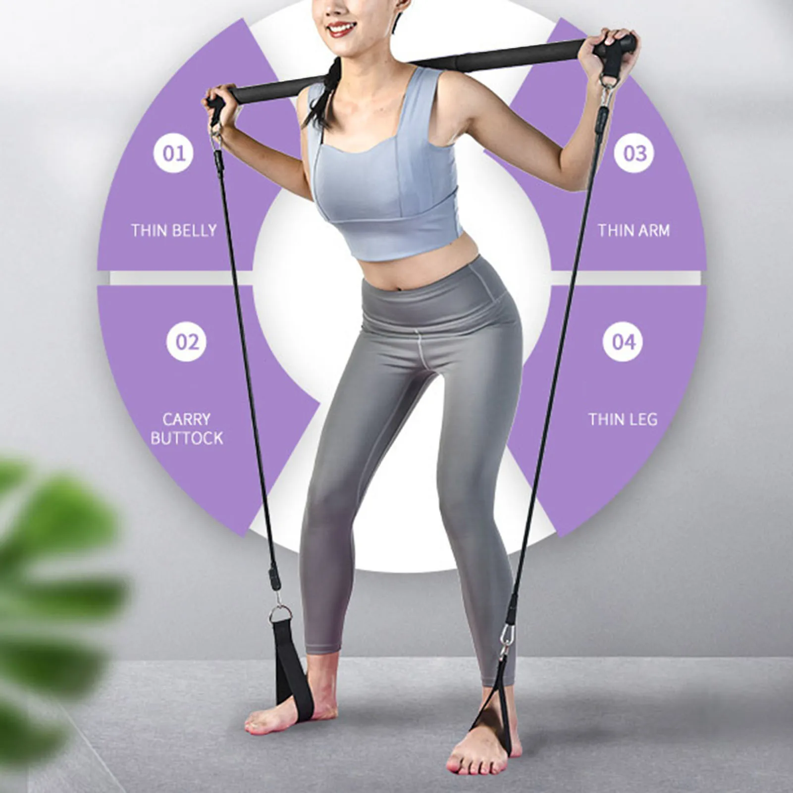 

Hot Fitness Sport Pilates Bar Kit Gym Workout Stick Pilates Exercise Bar Kit With Resistance Band Body Building Puller Yoga Rope