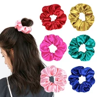 40 color satin silk hairband womens solid color hairband stretch ponytail hairband accessories large intestine hair tie women