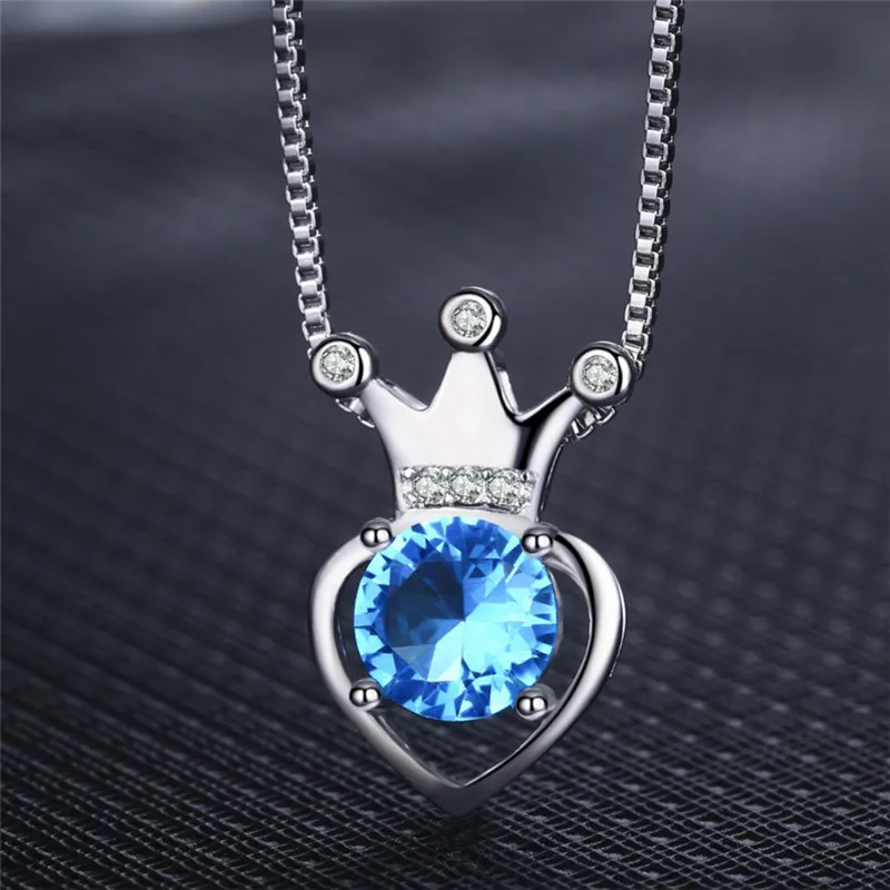 Женское ожерелье с кулоном в виде короны серебряное 925 пробы модные аксессуары