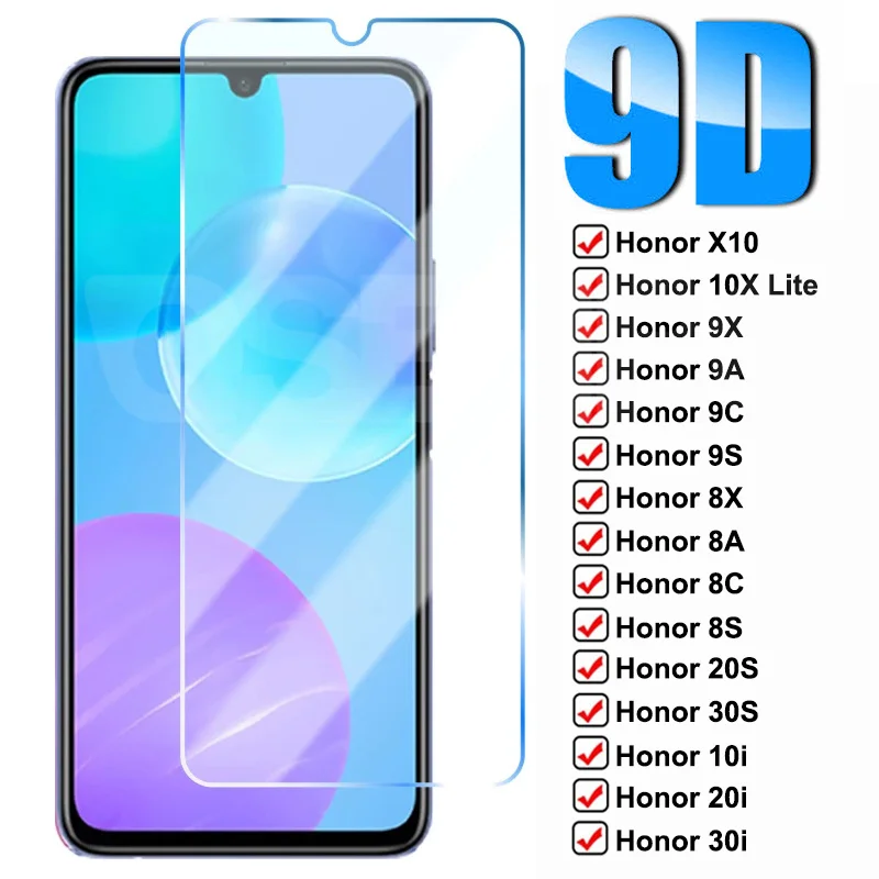 

9D Tempered Glass For Huawei Honor 10X Lite X10 9X 9A 9C 9S Protective Glass Honor 8X 8A 8C 8S 20S 30S 30i 20i 10i Screen Film