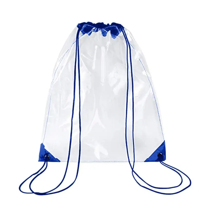 

New Transparent Drawstring Backpack School Tote Gym Bag Sport Pack E5BC