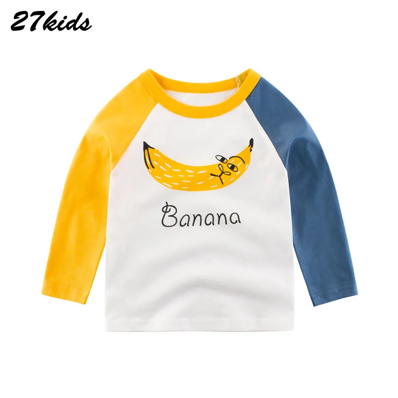 

27Kids Banana Printed T Shirt For Boy Cotton Kids T-shirts Spring Autumn Children Long Sleeve T Shirts For Boys O-neck Tops