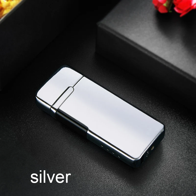 Зажигалка USB Электронная плазменная Зажигалка для курения Электронная зажигалка с выгравированным именем - Цвет: silver 2
