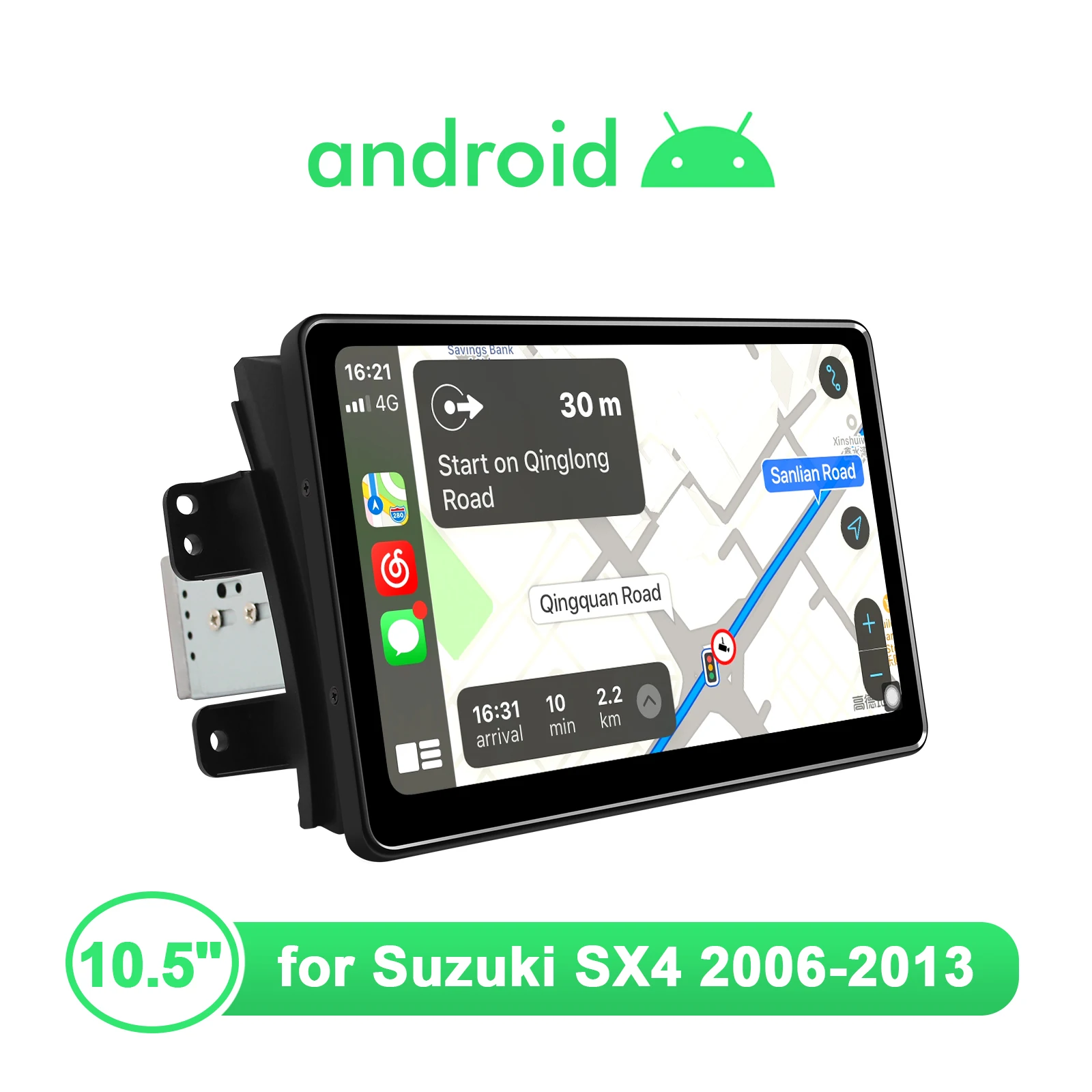 구매 10.5 인치 중앙 1 딘 멀티미디어 오토라디오 헤드 유닛 안드로이드 자동차 라디오 스테레오 스즈키 SX4 2006 2013 무선 카플레이 DVR