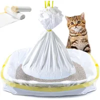 Cat Litter Box Liners, 14 Count Jumbo Extra Durable Large Drawstring Kitty Litter Pan Bags Cat Waste Litter Bag Pet Cat Supplies
