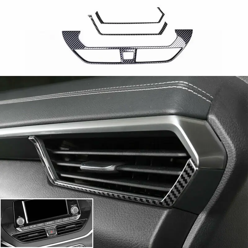 

For 2019-2021 Nissan Altima Carbon Fiber Steel L&R AC Air Outlet Vent Cover Trim Car modification Auto parts