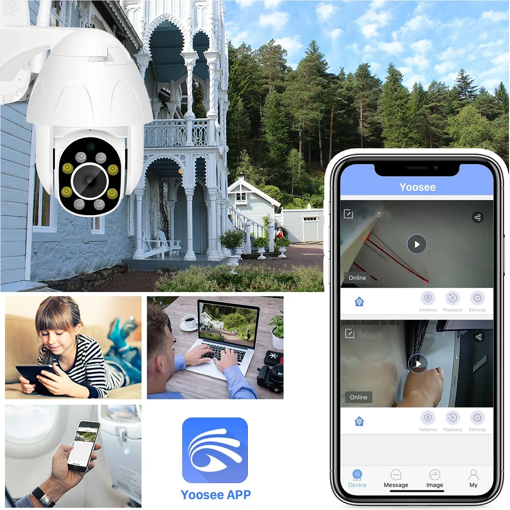 Ip-камера видеонаблюдения 2-мегапиксельная Yoosee Wi-Fi аудио скоростная купольная PTZ