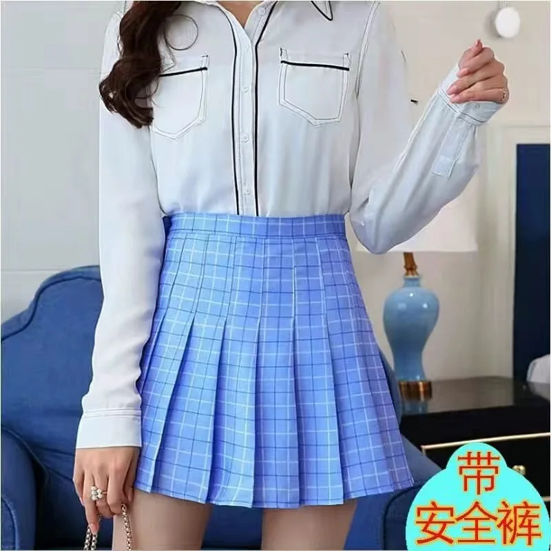 

Women's Summer Black Fashion A-Line White Grey Small High Waist Anti Take Off Spring Summer 2021 New Plaid Skirt