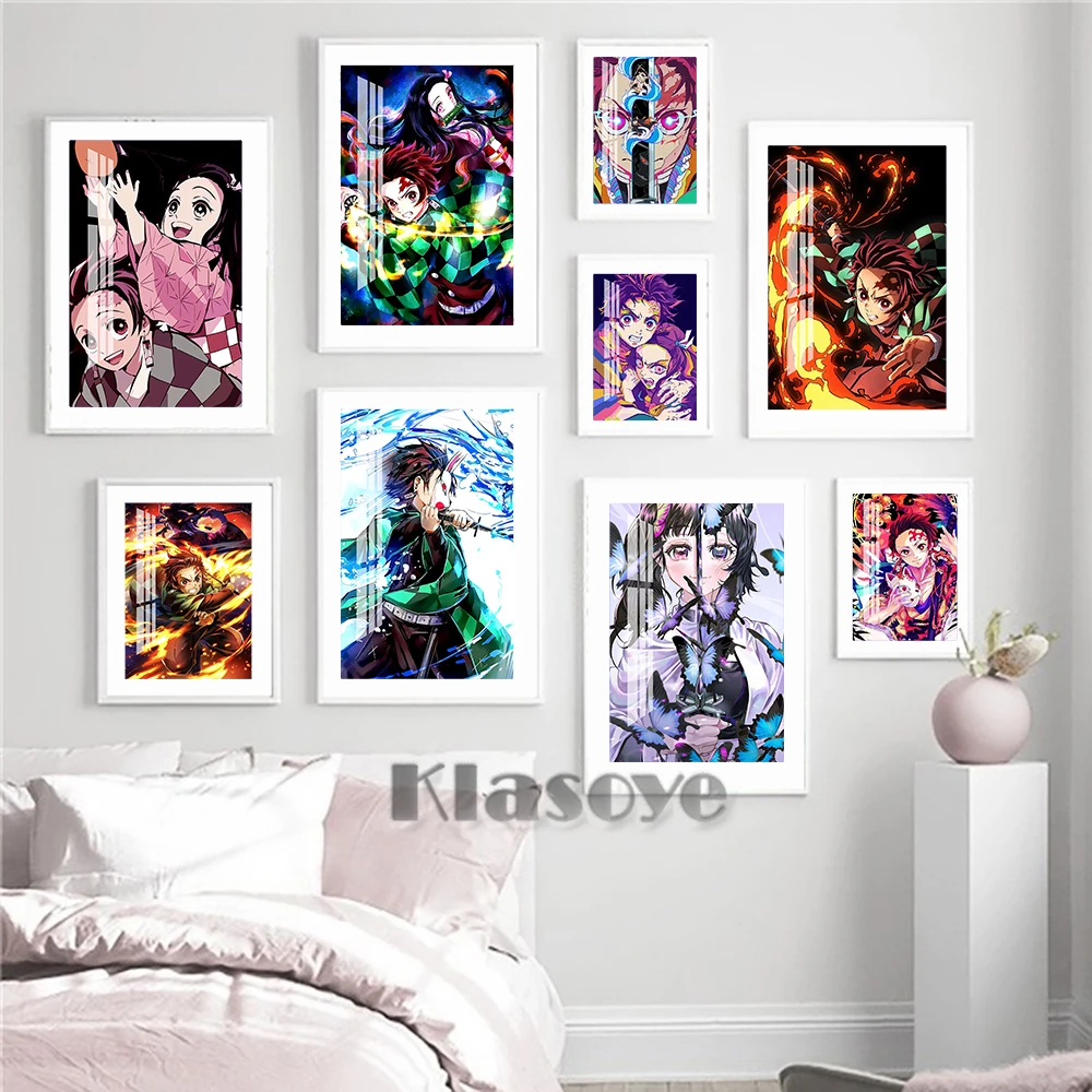 

Japanese Anime Demon Slayer Kimetsu No Yaiba Poster Hot Manga Art Print Cartoon Role Canvas Painting Modern Kids Room Wall Decor