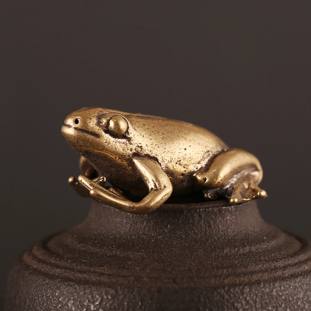 

Frog Brass Ornament Cone Statue Animal Brass Ornaments Ornament Home Table