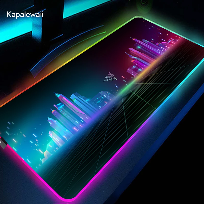 rog razer 900x400 xxl large led pc mousepad gamer gaming mouse pad accessories desk keyboard mat computer laptop lol mausepad free global shipping