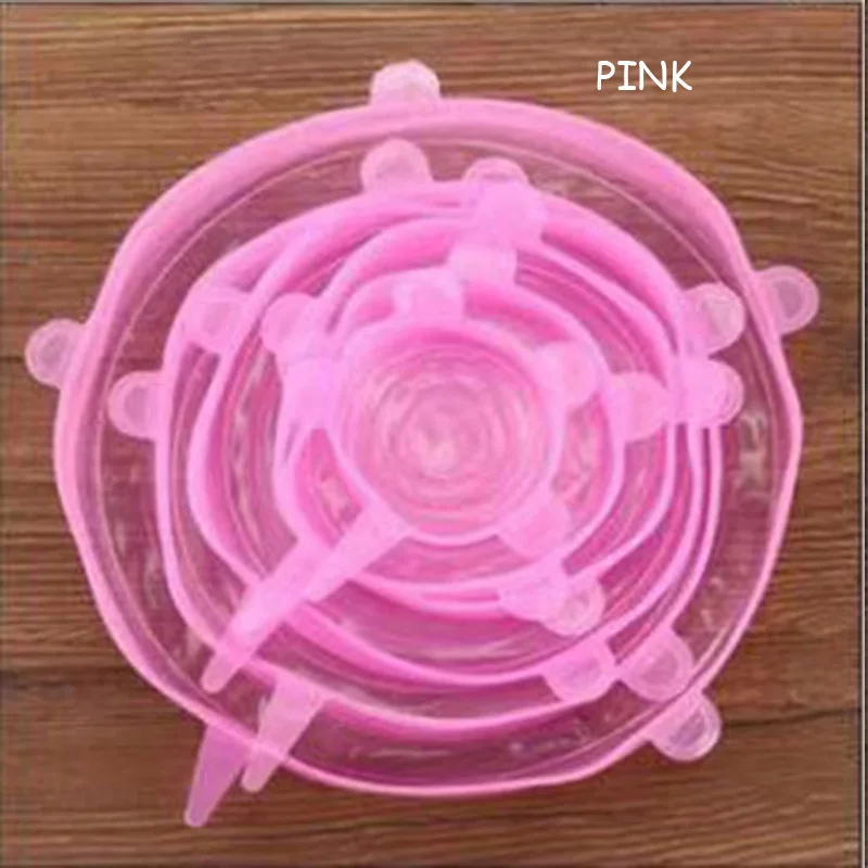 Pink Кристальный чехол силиконовый супница уплотнение с пленочным покрытием Еда топ класса многоцелевой универсальный безопасности Носилки 6 шт./компл - Цвет: Pink