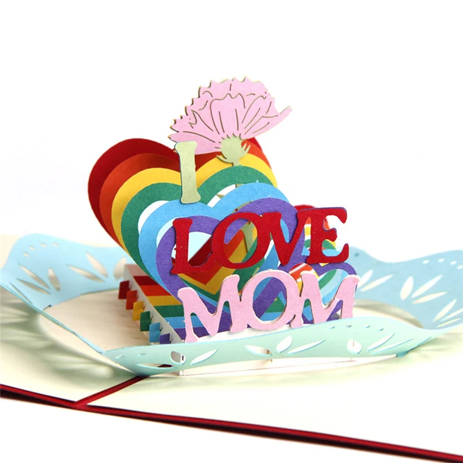 10 шт. 3D всплывающие Цветочные карты I Love Mom креативные день рождения матери День
