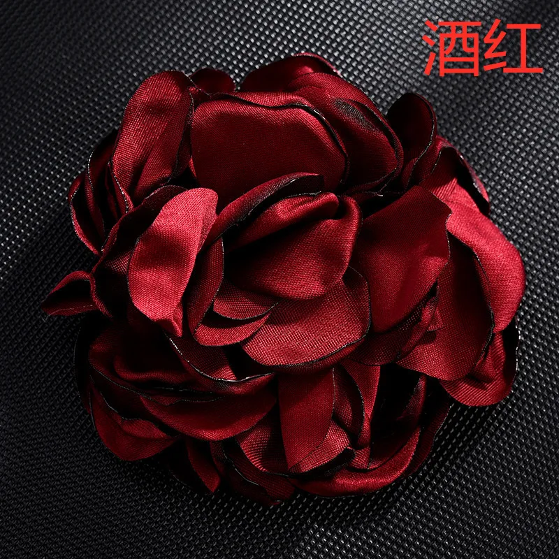 Red Корейский большой тканевый цветок розы броши ювелирные изделия Ткань Искусство орсаж Нагрудный значок рубашка воротник Подарки для женщин аксессуары 8 см - Окраска металла: Red