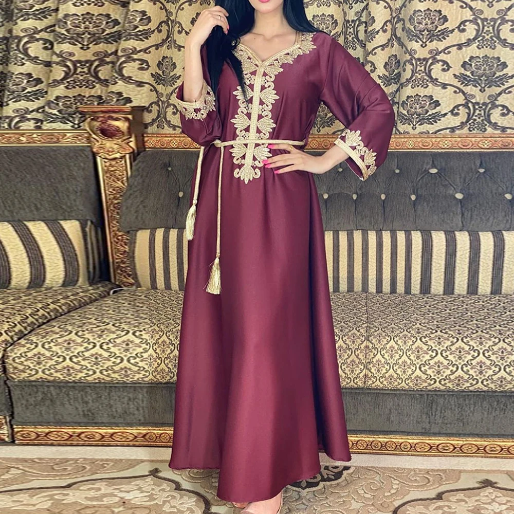 Мусульманское платье ислама европейская одежда платья Абайи для женщин халат