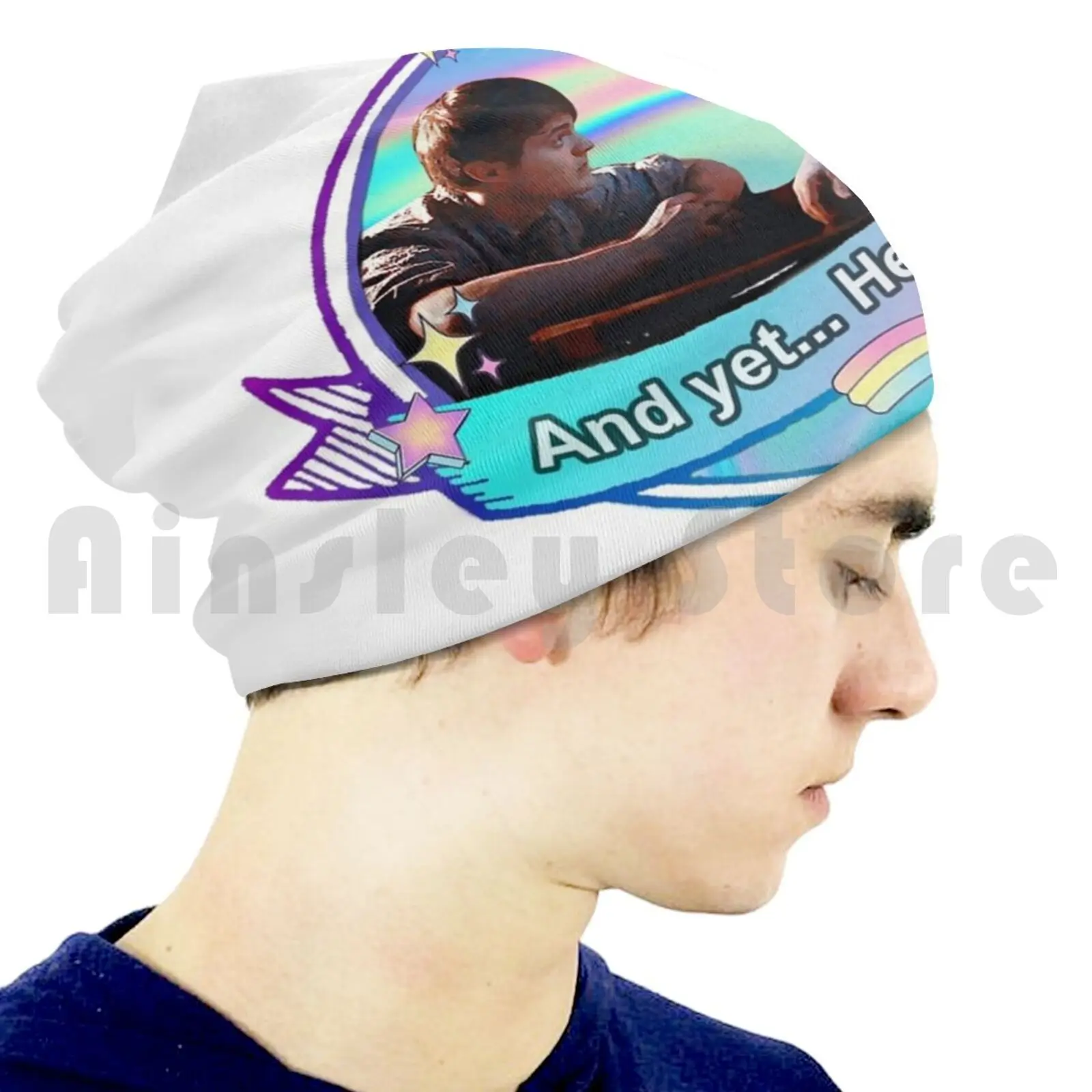 Шапка-бини с рисунком сделай сам