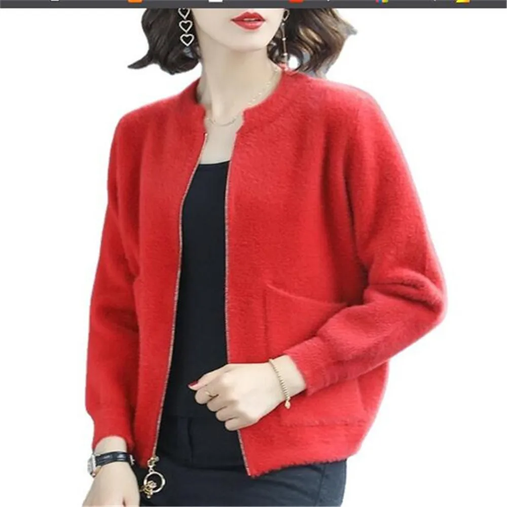 

Spring Autumn New Women's Jacket Short Stand-Up Collar Casual Sweater Knitted Cardigan Coat Clothes