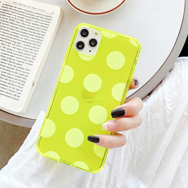Fluorescent Cartoon Cute Neon Phone Case for iPhone 11 Pro Max XR X XS 7 8 Plus SE 2020 Cover Transparent Fashion Soft Cases | Мобильные