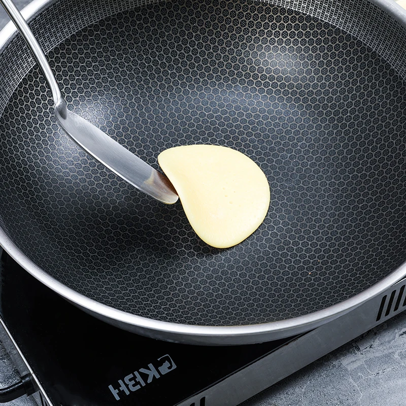 Продажа Кухонная сковорода KOBACH 32 см антипригарная сковорода с сотовым дном из нержавеющей стали 304 китайская сковорода антипригарная сковорода с к...
