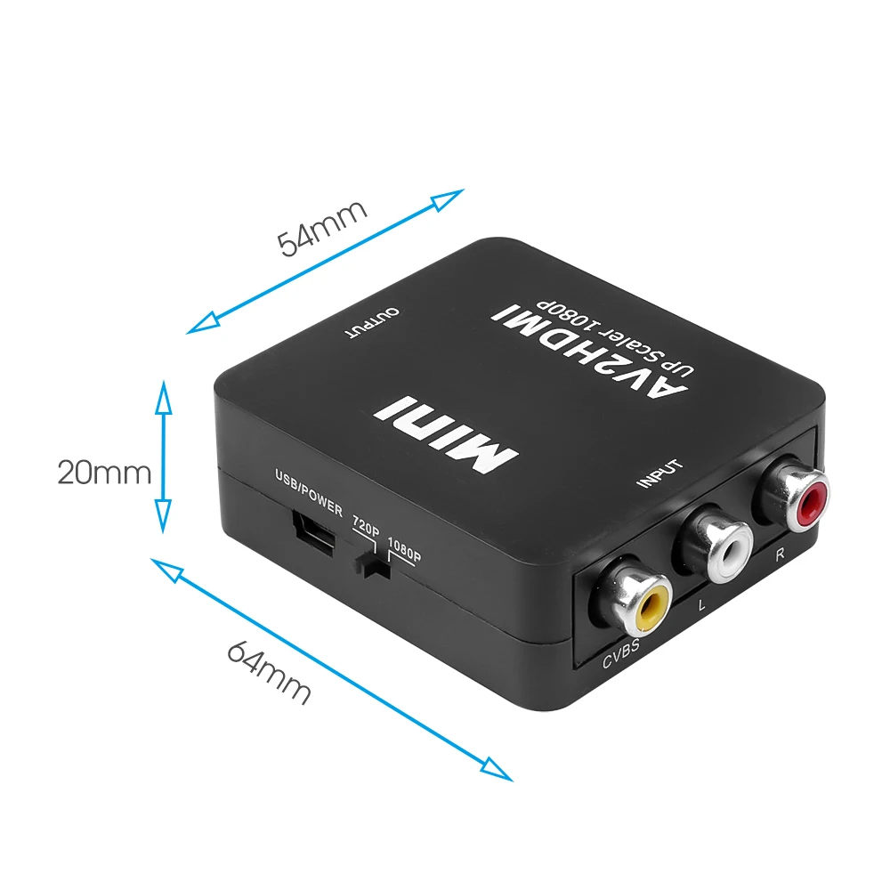Популярный преобразователь Full HD штырь-гнездо RCA AV в HDMI-совместимый композитный CVBS