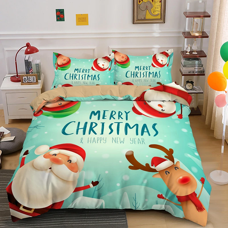 

Merry Christmas Bedroom Decoration Duvet Cover Sets Cartoon Bedding Set Comforter Quilt Covers 2/3PCS With Pillowcase