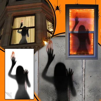 Halloween Wall Stickers Ghost Decorations Self Adhesive Horror Blood Fingerprints Ghost Door Stickers Window Glass Sticker 1