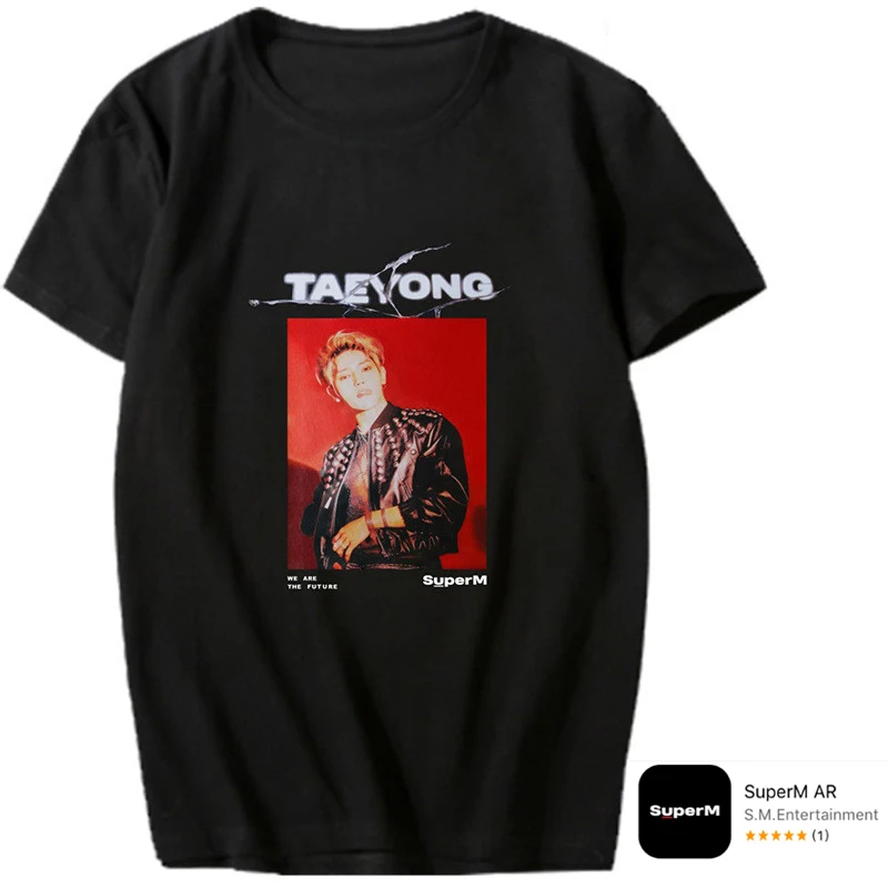 Новинка Футболка Kpop SuperM AR BAEKHYUN KAI MARK TAEMIN TEN TAEYONG LUCAS футболка с круглым вырезом и