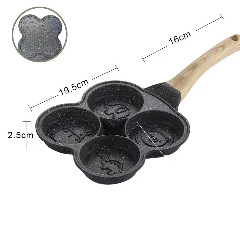 4 Holes Omelet Pan Non-Stick Griddle Maker Pancake Egg Ham Pans Breakfast Kitchen Cooking | Дом и сад