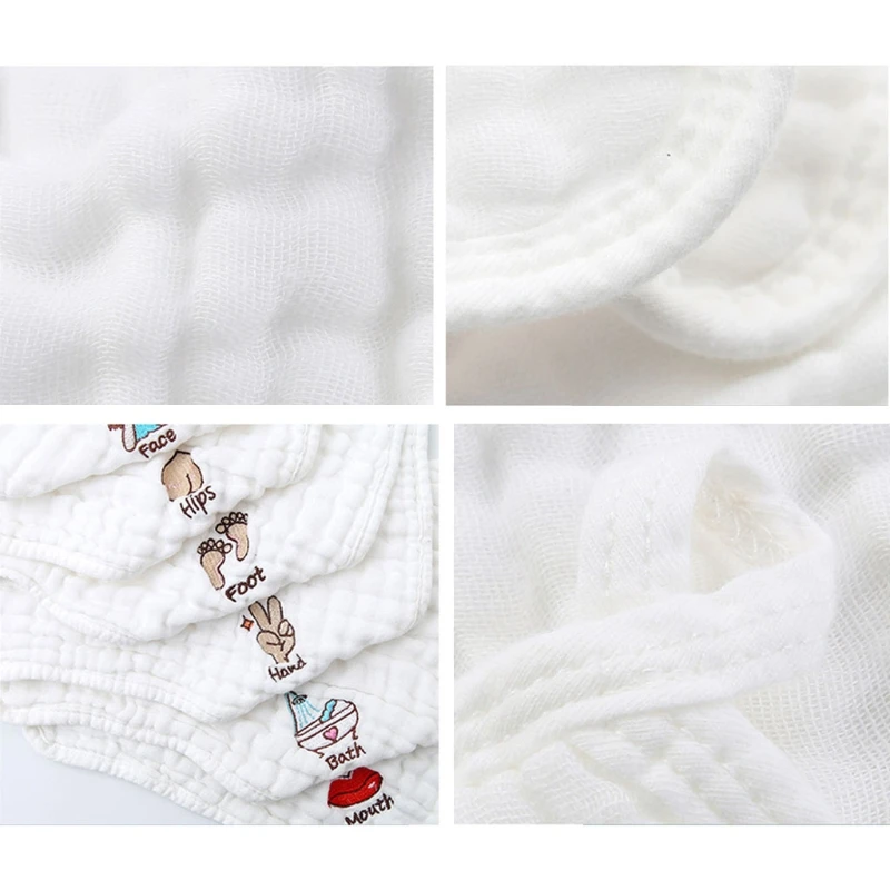 

6pcs Cotton Baby Face Towel Handkerchief Bathing Feeding Face Washcloth 6 Layers