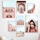 Настенные плакаты и принты Исламской мечети, настенные картины на холсте в мусульманском стиле, без рамки, для украшения гостиной