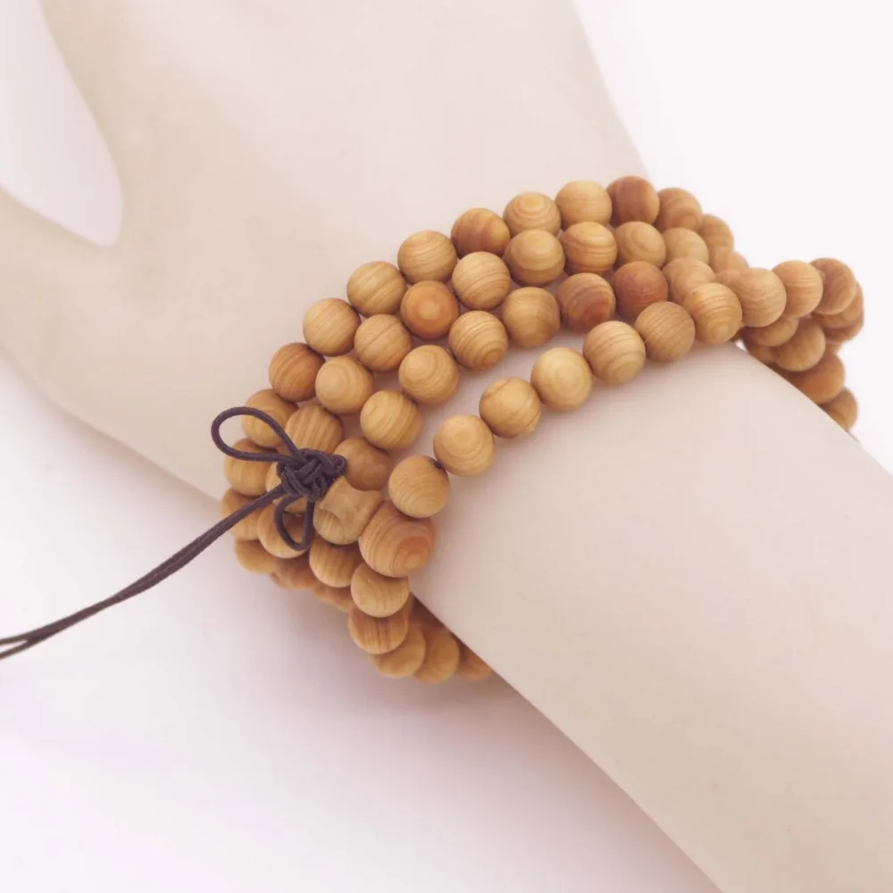Круглый браслет из натурального дерева буддизма молитва 108 бусин 6 мм 8 10
