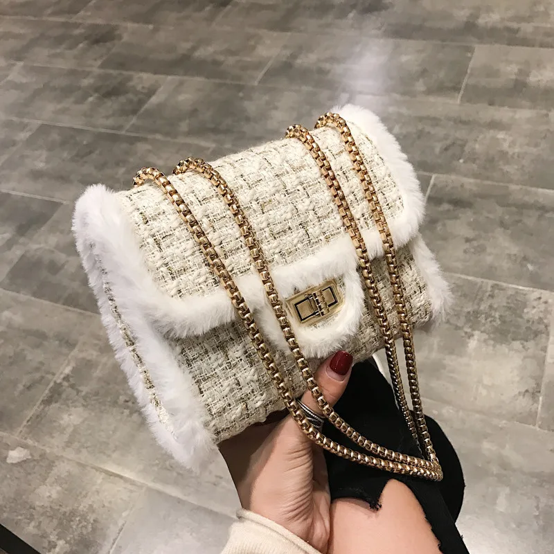 Женские сумки-мессенджеры шерстяная меховая сумка на плечо маленькая через с