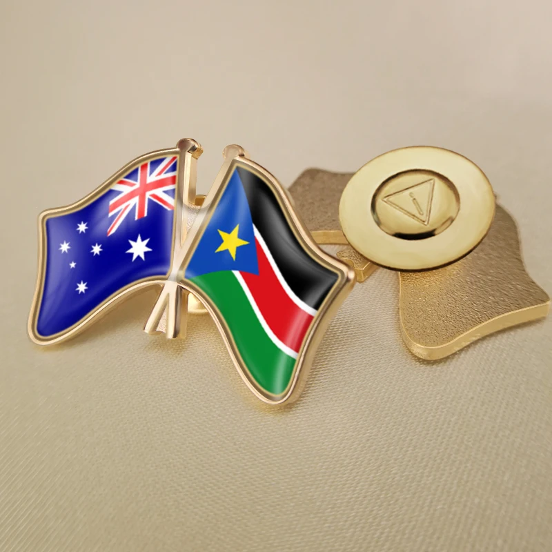 Австралия и Южный Судан перекрестные двойные искусственные броши | Украшения