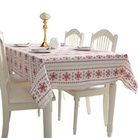 christmas new year pattern linen cotton tablecloth wedding banquet washable table cover textiles red snowflakes table cloth