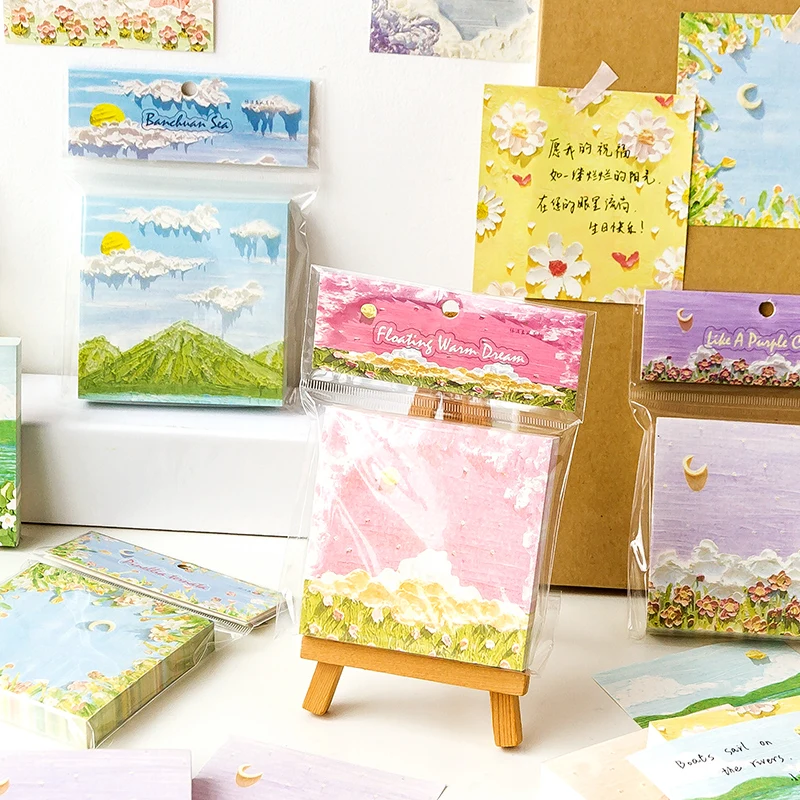 

JIANWU 100 Pcs Cute Girls Sticky Notes Scrapbooking Diary Office Student Message Notepad Note Paper Kawaii Stationery Supplies
