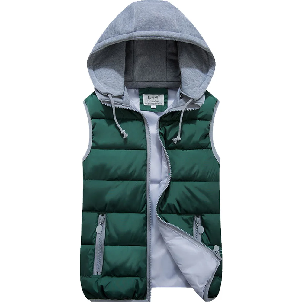 Женский хлопковый шерстяной жилет с капюшоном и воротником съемный головной