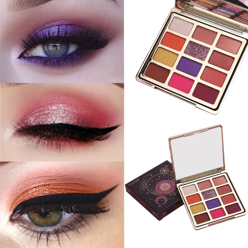 12 цветов мерцающие матовые тени для век Палитра пятнистый стойкий легкий в цвет