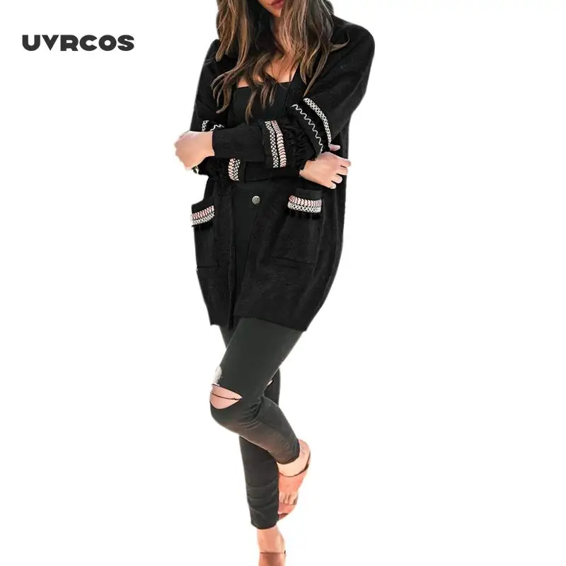 

UVRCOS 2020 Women Long Sleeve Knitted Cardigan Sweater Casual Autumn Winter Fashion Coats Outwear