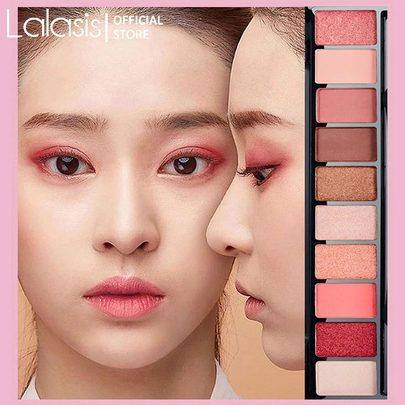

Lalasis 10 Colors Eyeshadow Nude Kit Matte Glitter Eye Shadow Palette Glitter Metallic Shiny Eye Pigment Cosmetics