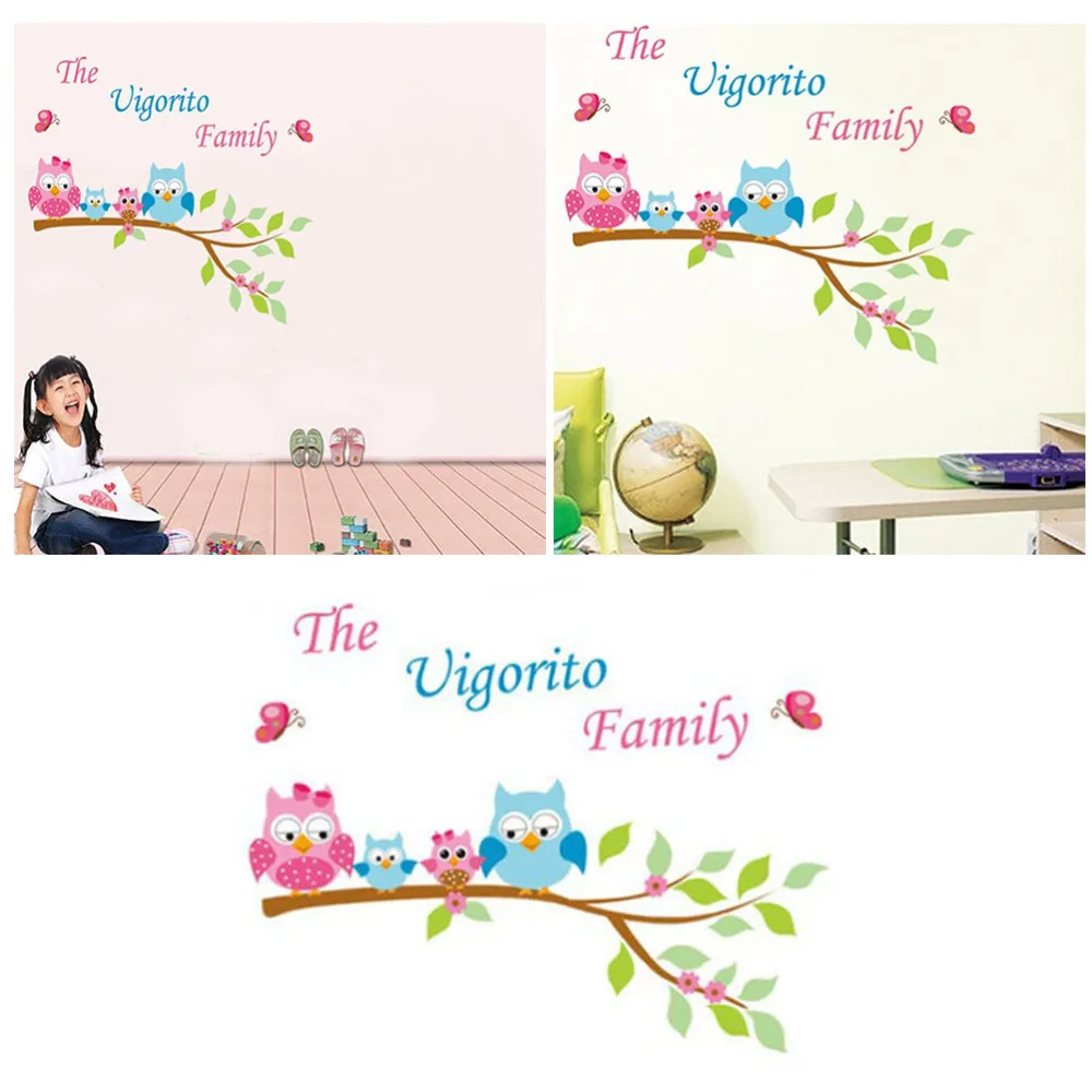 

2pcs Owl Tree Branch Wall Paste Home Wall Decals Kids Room Background Wall Decor Cartoon Wallpaper