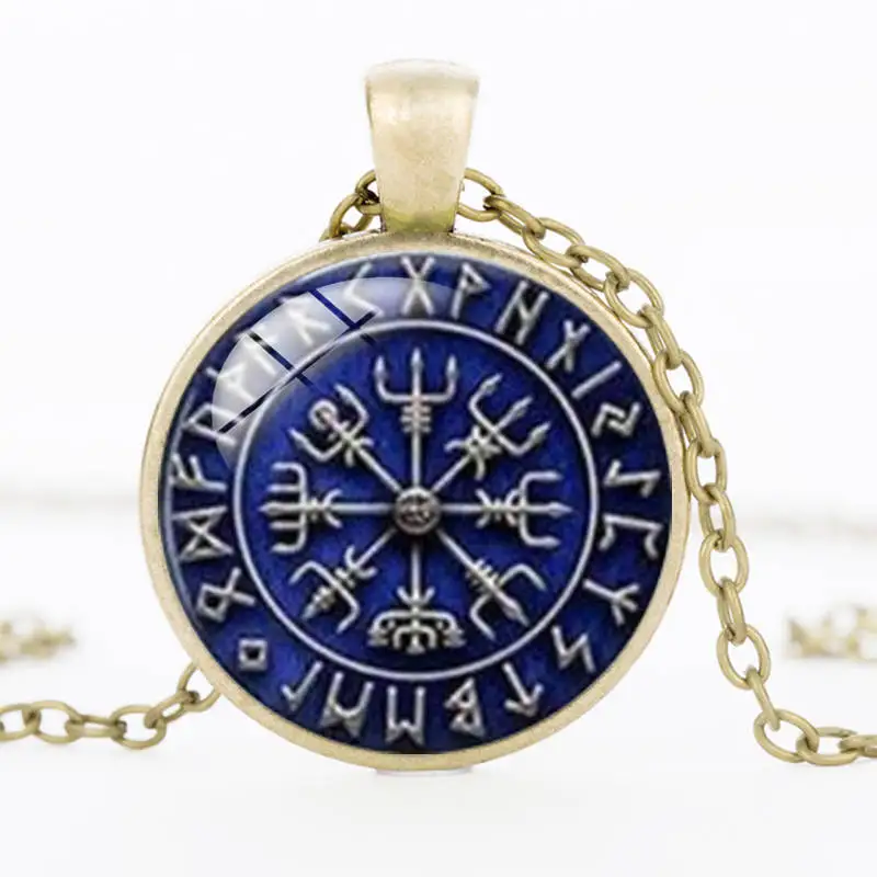 Северная Европа колье с кулоном в стиле викингов Винтаж Руна символ знак Стекло