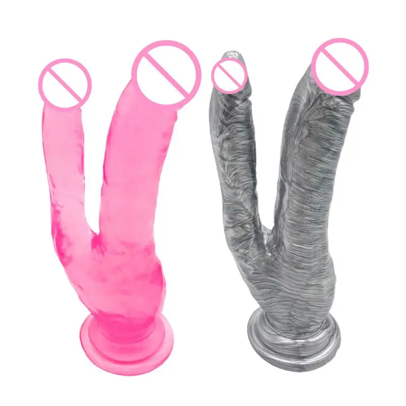 Двойной фаллоимитатор с присоской Женский мастурбатор огромный реалистичный