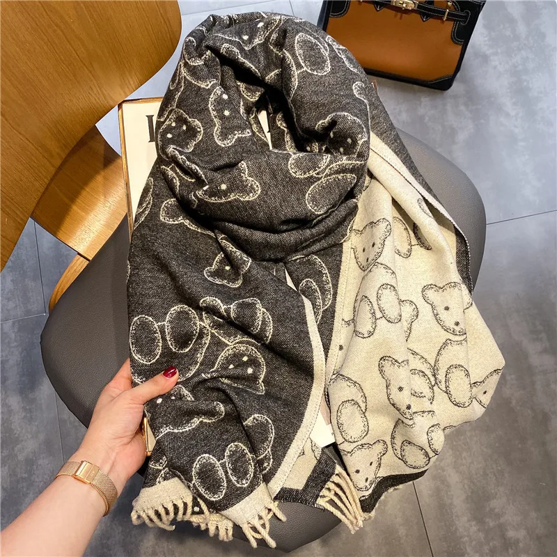 

Модный женский двухсторонний шейный платок, женские шали, Толстое Зимнее Одеяло из пашмины, 2021